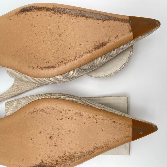 JACQUEMUS | Les Slingbacks Duelo P in Light Greige Linen Flats 38 / US 7 - Picture 15 of 16